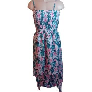 NWT Streetwear‎ Society Floral Sundress Ruched High Low Tropical Summer Dress L